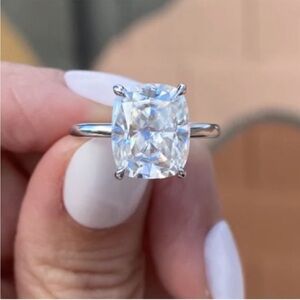 Tovva 4.2 Ct Moissanite Engagement Ring | Cushion Cut | 14K White Gold S…